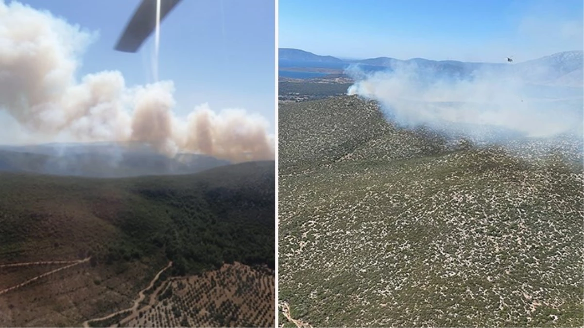 İzmir’in Çeşme ilçesinde orman yangını! Alevlere havadan ve karadan müdahale devam ediyor