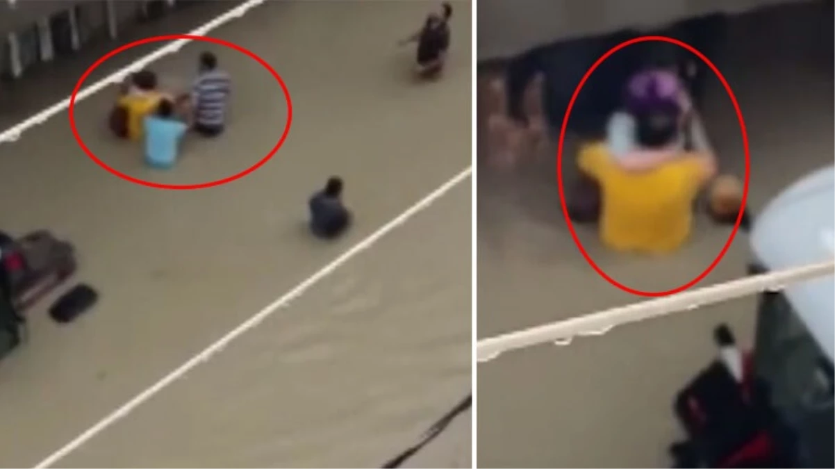 Arnavutköy’de şiddetli sağanak yağış nedeniyle binanın giriş katında mahsur kalan kadının imdadına komşuları yetişti