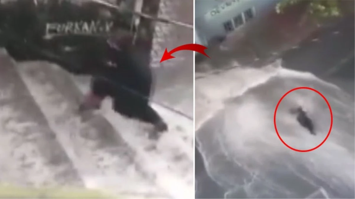 Gaziosmanpaşa’da yolun karşısına geçmeye çalışan kadın sele kapıldı