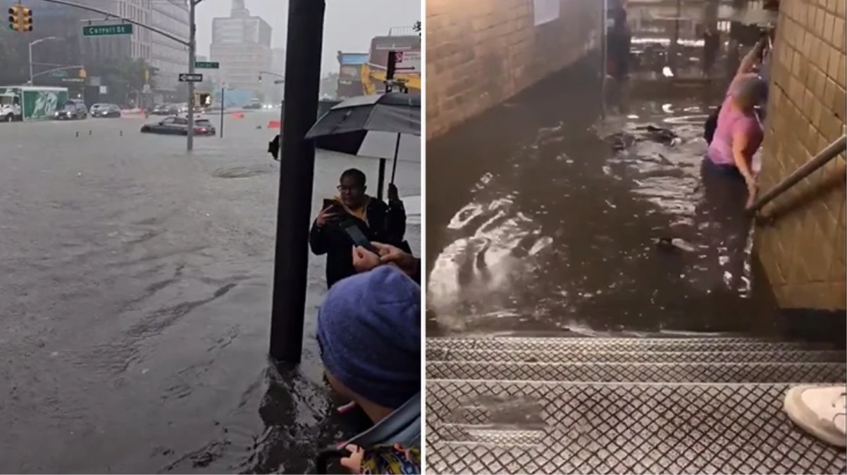 New York sele teslim! Caddeler göle döndü, metro istasyonlarını su bastı