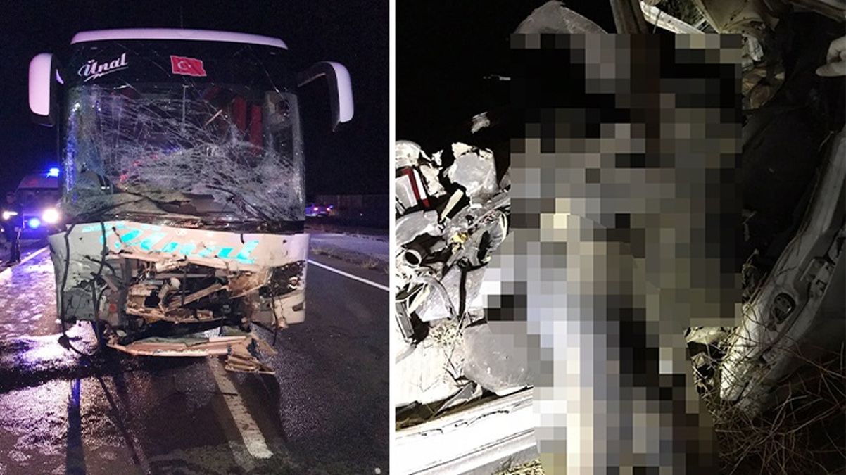 Otomobil ile yolcu otobüsünün çarpışmasında ortalık kan gölüne döndü: 2 ölü, 20 yaralı