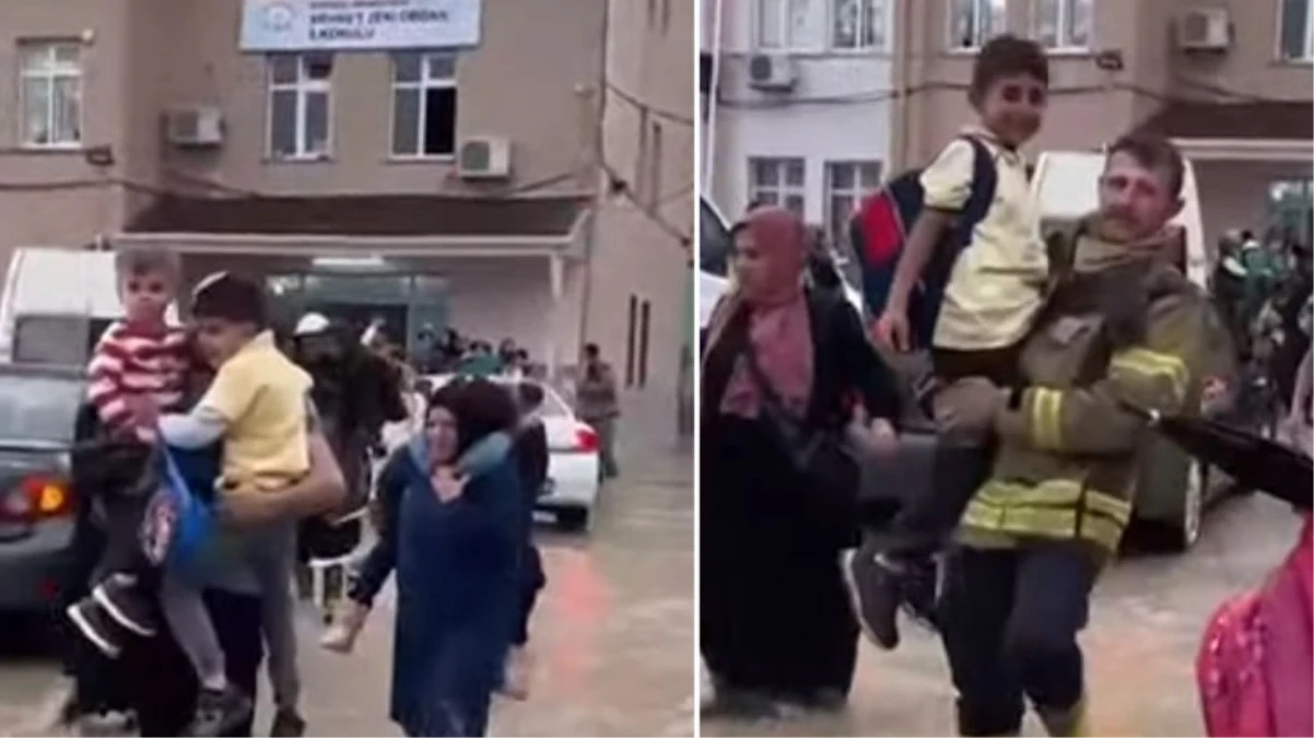 Yağışın etkili olduğu Arnavutköy’de çocuklar okulda mahsur kaldı! İtfaiye ekipleri tek tek kurtarıp ailelerine teslim etti