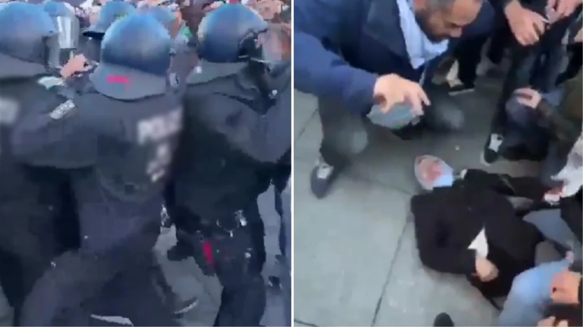 Berlin’i “Filistin’e özgürlük” sloganlarıyla inleten Müslümanlara polisten sert müdahale