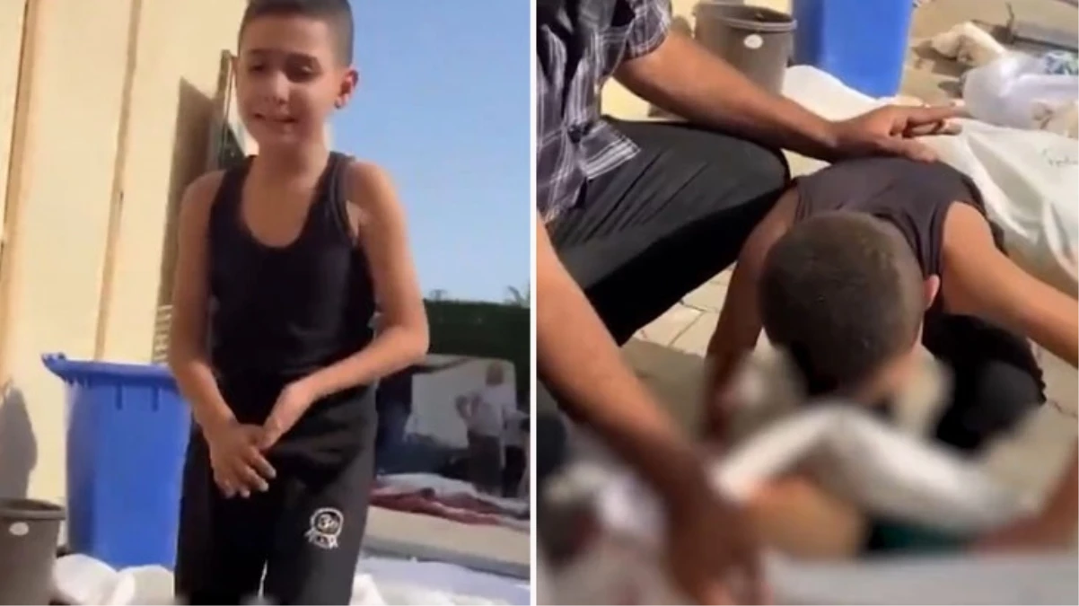 Bölgeden bir acı görüntü daha! Cenazeler arasında ailesini arayan Filistinli çocuk yürekleri parçaladı