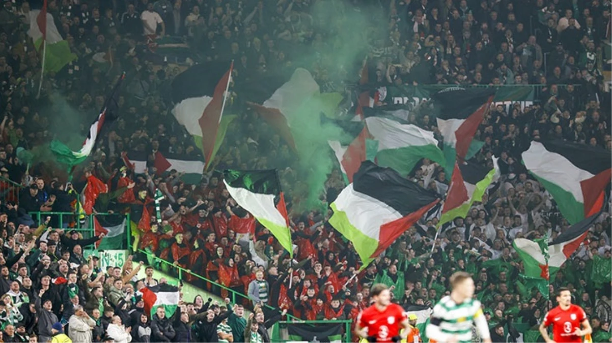 Görüntüler muazzam! Katil İsrail’e karşı üç maymunu oynayanlara Şampiyonlar Ligi’nde ders verdiler