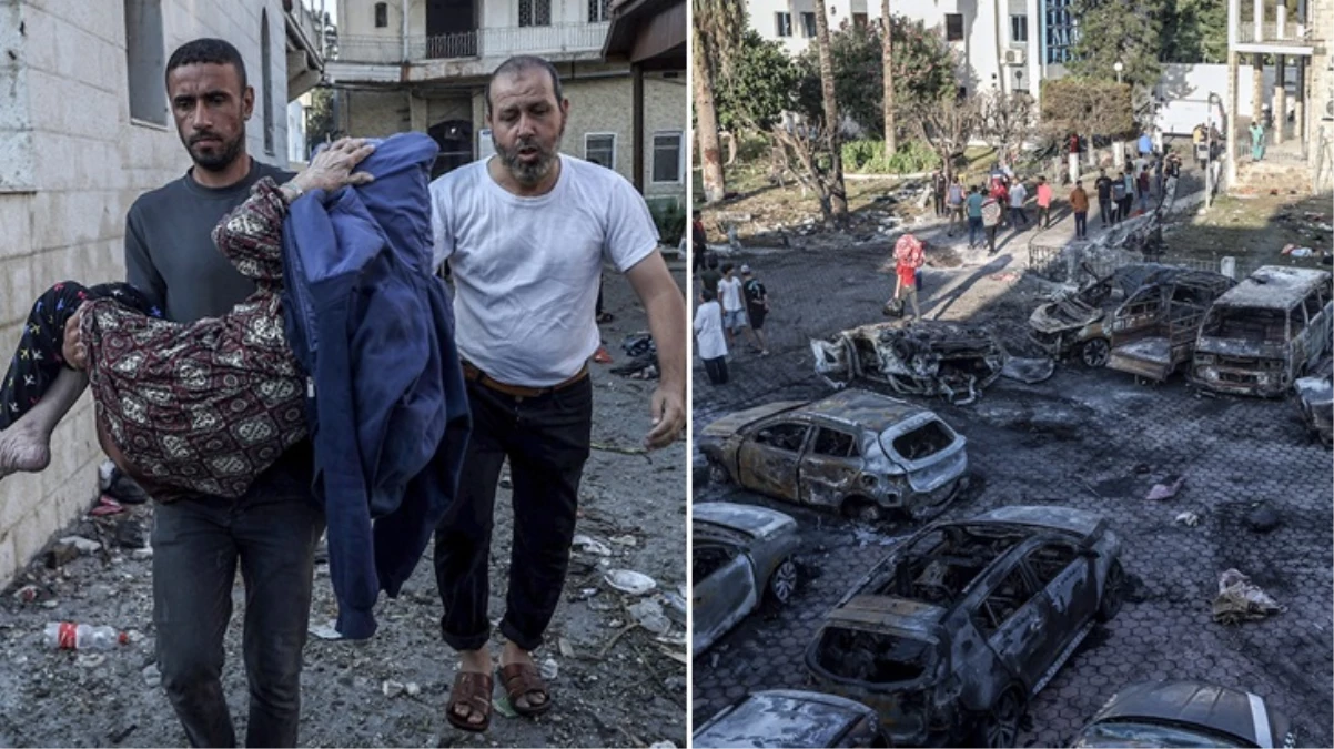 İsrail’in 500 masumu katlettiği hastanenin son hali! Cansız bedenler her yere saçıldı