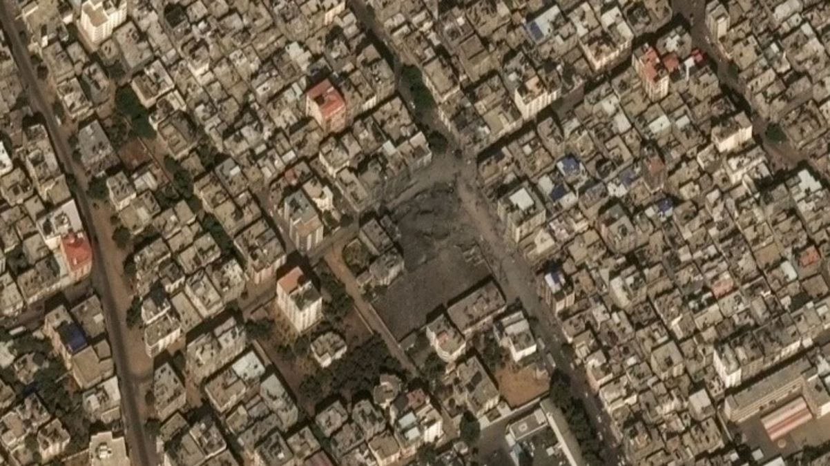 Koca şehir yerle bir! İsrail’in Gazze’deki saldırıları uydudan görüntülendi