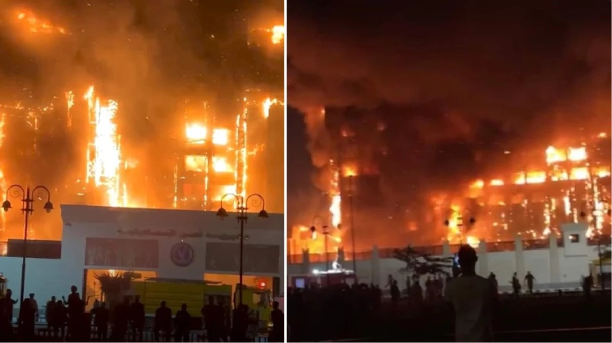 Mısır’da Emniyet Müdürlüğü’nde yangın! Alevlerin sardığı binanın bazı kısımları yıkıldı, yaralılar var