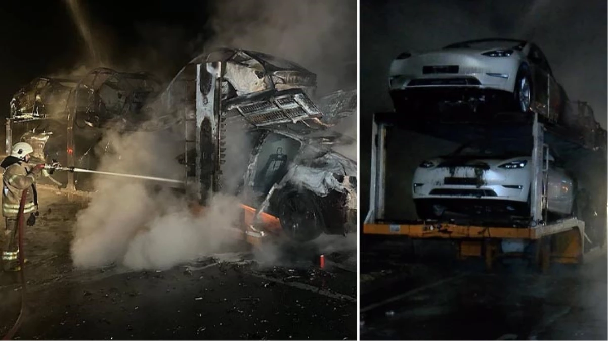 Yer: İstanbul! Dünyaca ünlü markanın sıfır elektrikli otomobilleri alev alev yandı