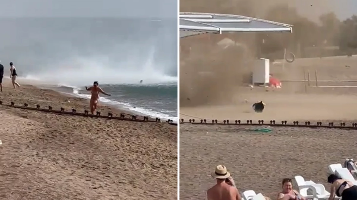 Antalya’da korkutan hortum! Turistler nereye kaçacağını bilemedi