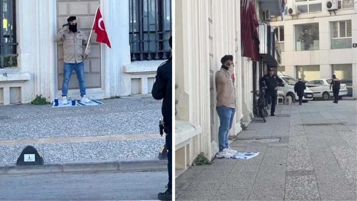 Bir garip intihar girişimi! Ayaklarının altına İsrail bayrağını, eline de Türk bayrağını alıp başına silah dayadı