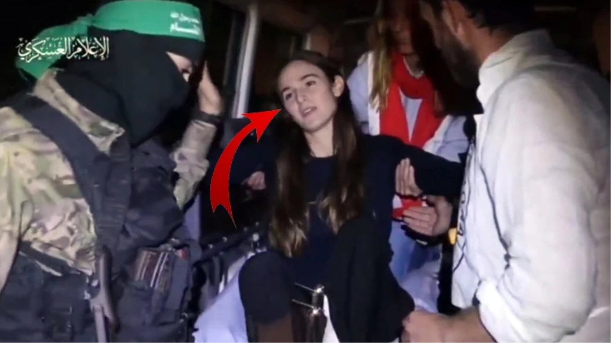 Esir takasında dikkat çeken görüntü! İsrailli rehine, Kassam Tugayına aşık mı oldu?