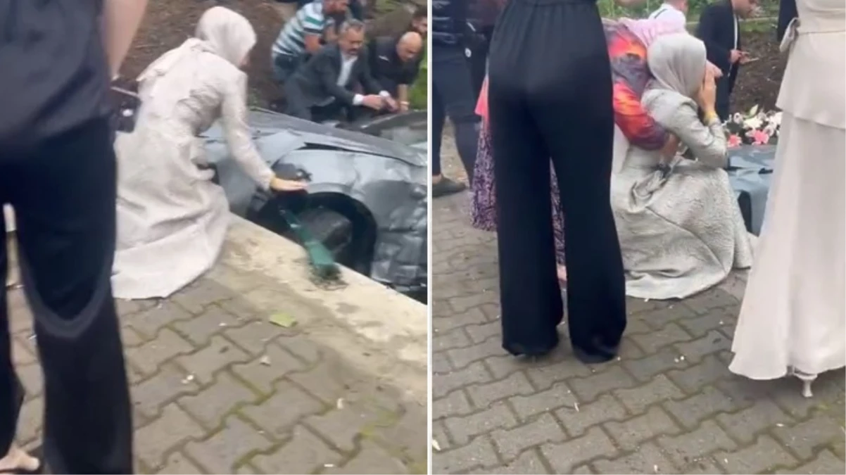 Faciadan kıl payı kurtuldular, büyük korku yaşayan gelin yere çöküp hüngür hüngür ağladı