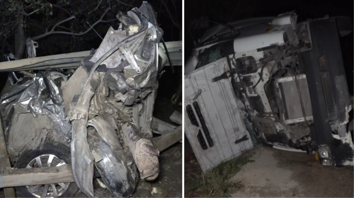 Freni patlayan tır, otomobili kağıt gibi ezdi: 1 ölü, 2 yaralı