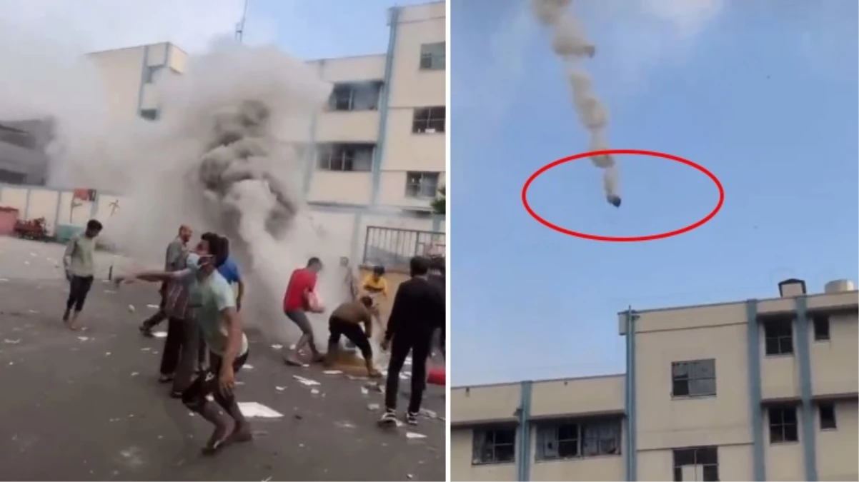 İsrail, Gazze’deki bir okulu yasaklı olan beyaz fosfor bombalarıyla vurdu! Panik anları anbean kamerada