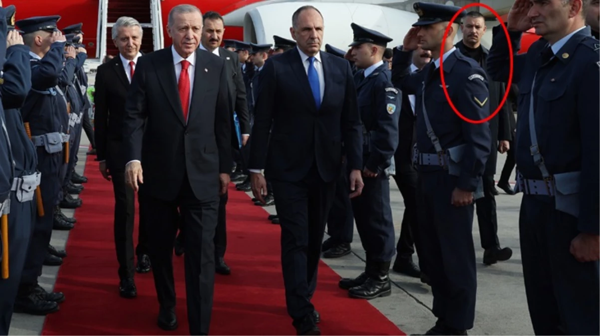 Cumhurbaşkanı Erdoğan’ın uzun boylu ve bıyıklı koruması Yunanistan’da gündem oldu