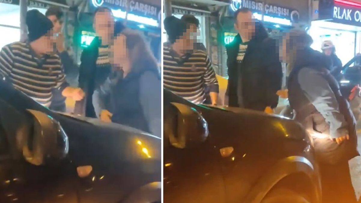Otomobilini otobüs durağına park eden kadın, aracına çarpan adama küfürler yağdırdı