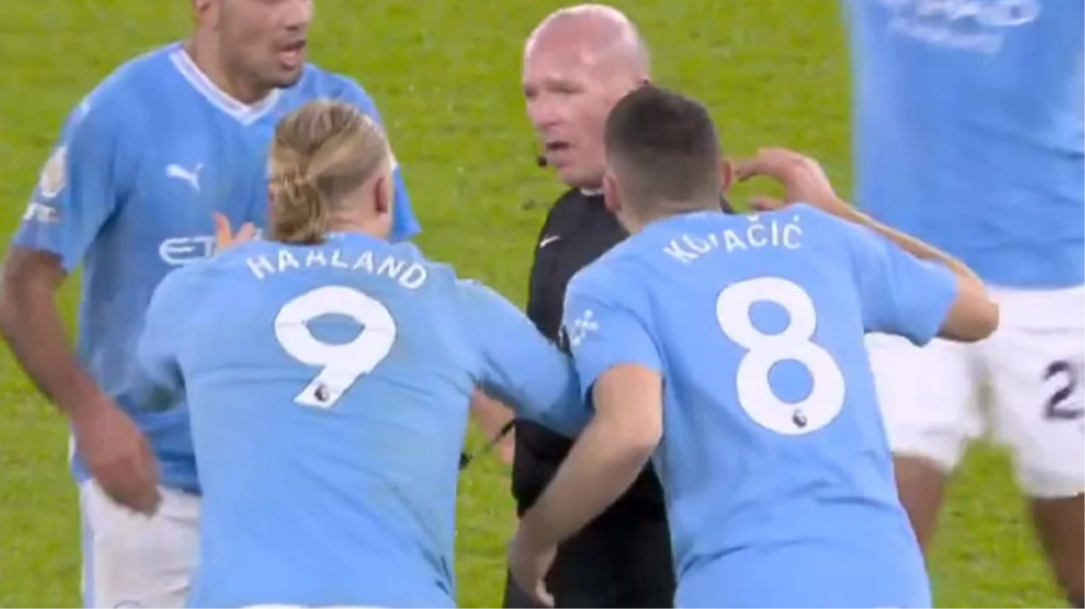 Türkiye’de her hafta yaşanan İngiltere’de bir kere yaşandı kıyamet koptu! Haaland çıldırıp hakemin üzerine yürüdü