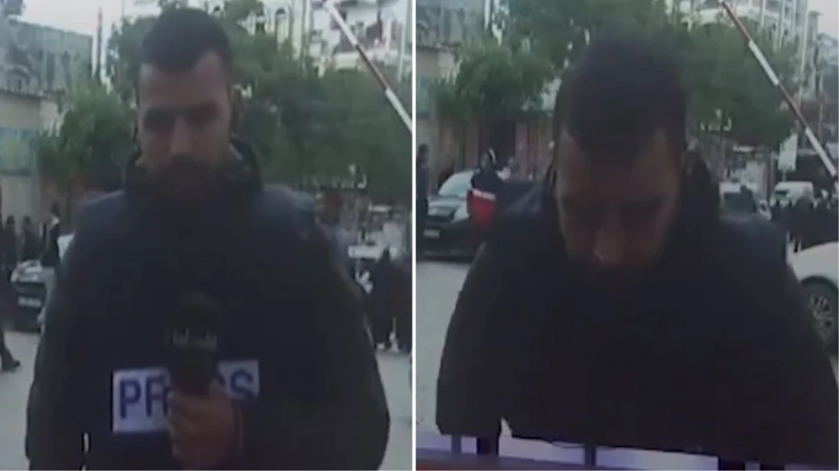 Gazze’den yayın yapan Filistin TV muhabiri açlık ve yorgunluktan bayıldı