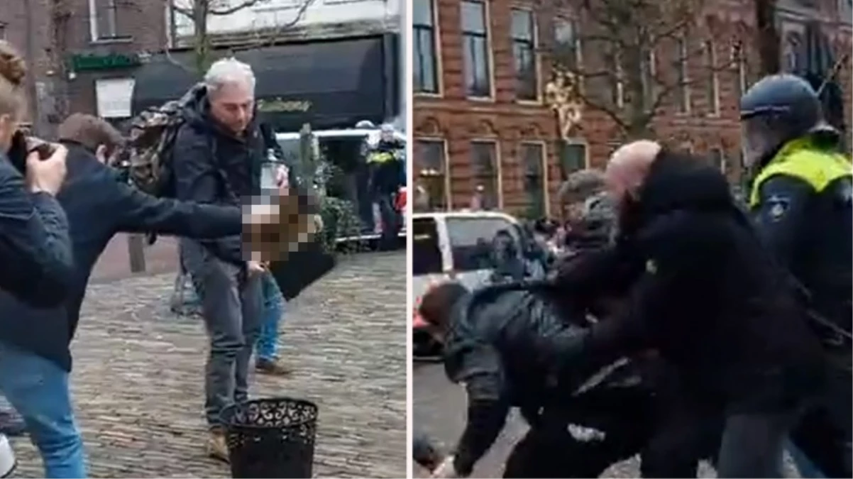 Hollanda’da Kur’an-ı Kerim’in yakılmasına engel olmak isteyen protestoculara polisten sert müdahale