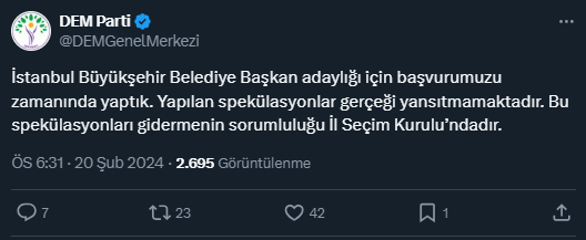 İstanbul için aday başvurusunu yetiştiremediler mi? DEM Parti'den ilk açıklama