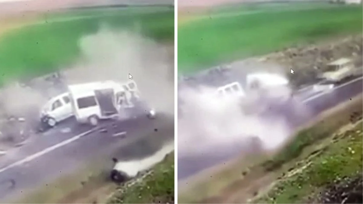 4’ü ağır 6 kişinin yaralandığı kaza anı kamerada! Minibüsün motoru böyle fırladı