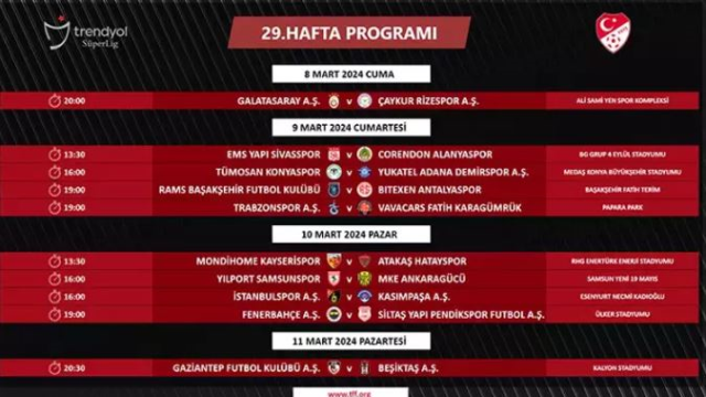 TFF Galatasaray - Çaykur Rizespor maçının günün ve saatinin değiştiğini açıkladı