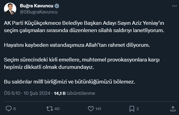 Küçükçekmece'de AK Parti'nin seçim çalışmasına düzenlenen silahlı saldırıya siyasilerden kınama