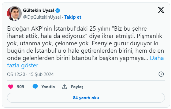 DP Genel Başkanı Uysal'dan yerel seçimde İmamoğlu ve Yavaş'a destek kararı