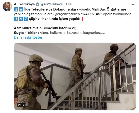 56 ilde tefecilere ve dolandırıcılara yönelik operasyon düzenlendi