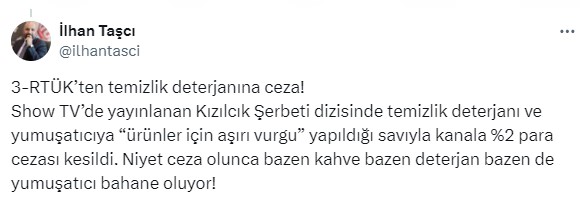 RTÜK, Kızılcık Şerbeti'nde aynı markanın reklamını yapılmasından dolayı kanala ceza verdi