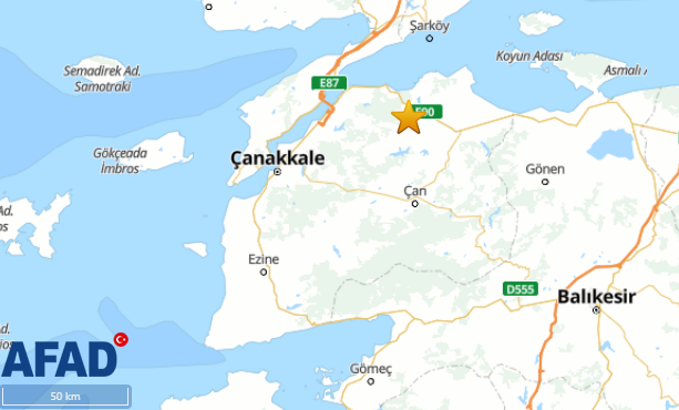 Çanakkale sallanmaya devam ediyor: Biga ilçesinde 3,8 büyüklüğünde deprem meydana geldi