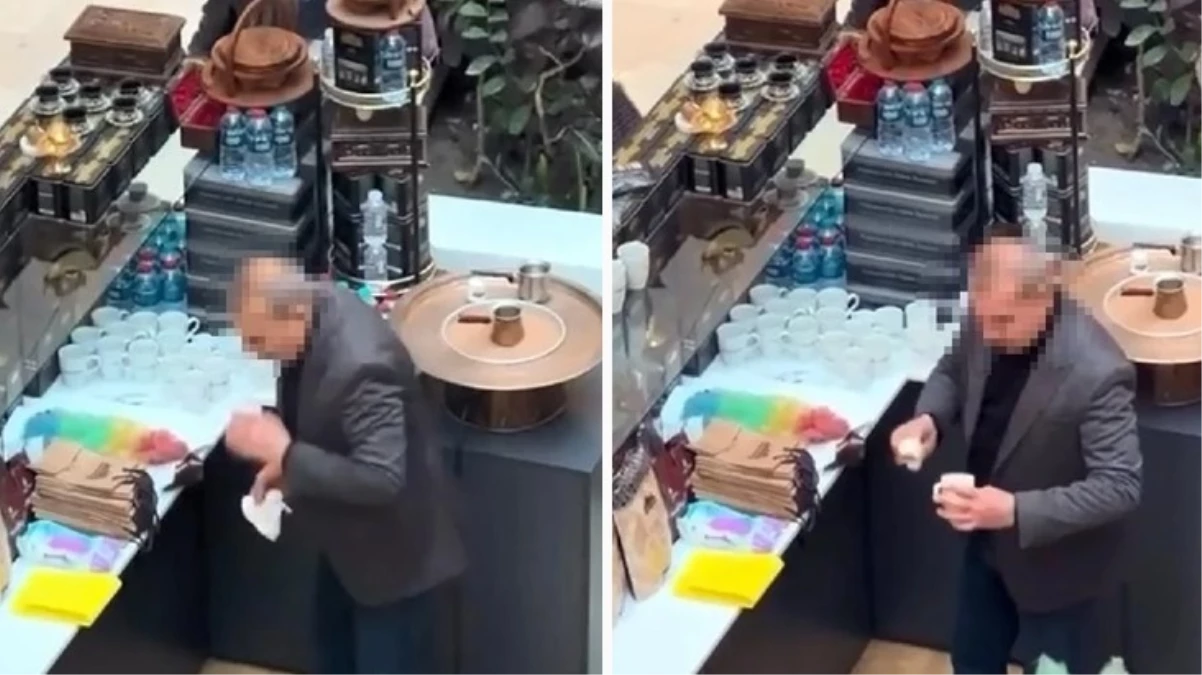 Edirne’de AVM kahvecisi fincanları tükürükle temizledi