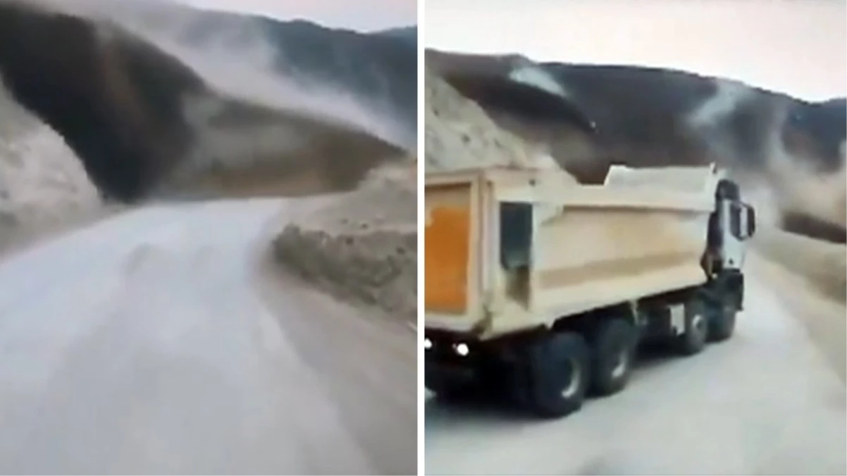 Erzincan’daki heyelandan yeni görüntüler! Kamyon şoförleri felaketten böyle kurtulmuş