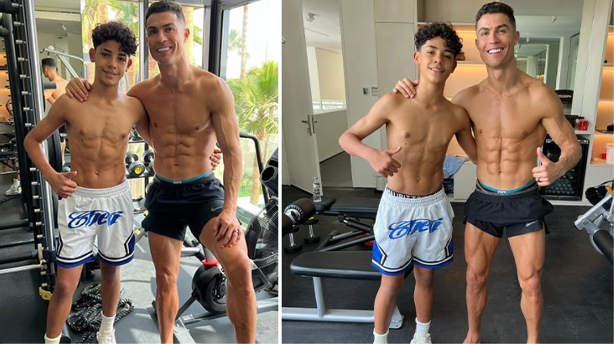 Ronaldo oğluyla beraber poz verdi, herkes aynı detaya takıldı