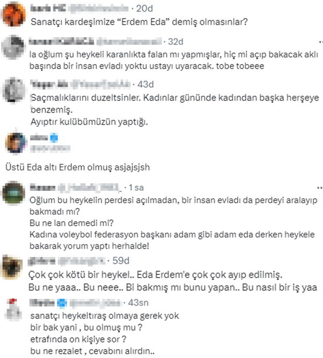 Eda Erdem'in yere göğe sığdıramadığı heykeli sosyal medyada alay konusu oldu