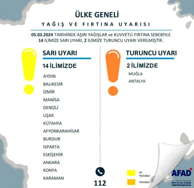 İçişleri Bakanı Yerlikaya'dan 16 il için sarı ve turuncu kodlu uyarı