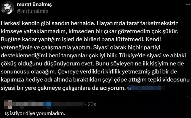 Seçim torbasını çöpe atan Murat Ünalmış konuştu: Kimseye yaltaklanmadım, hiçbir partiyi desteklemiyorum