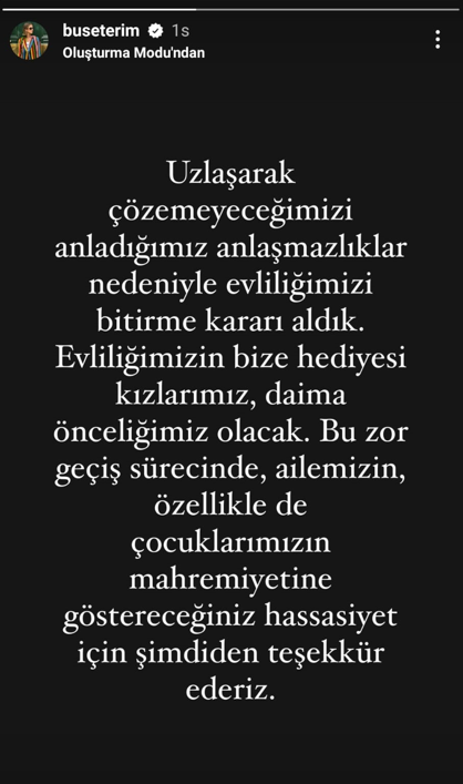 10 yıllık evliliğini tek celsede bitiren Buse Terim'den ilk sözler