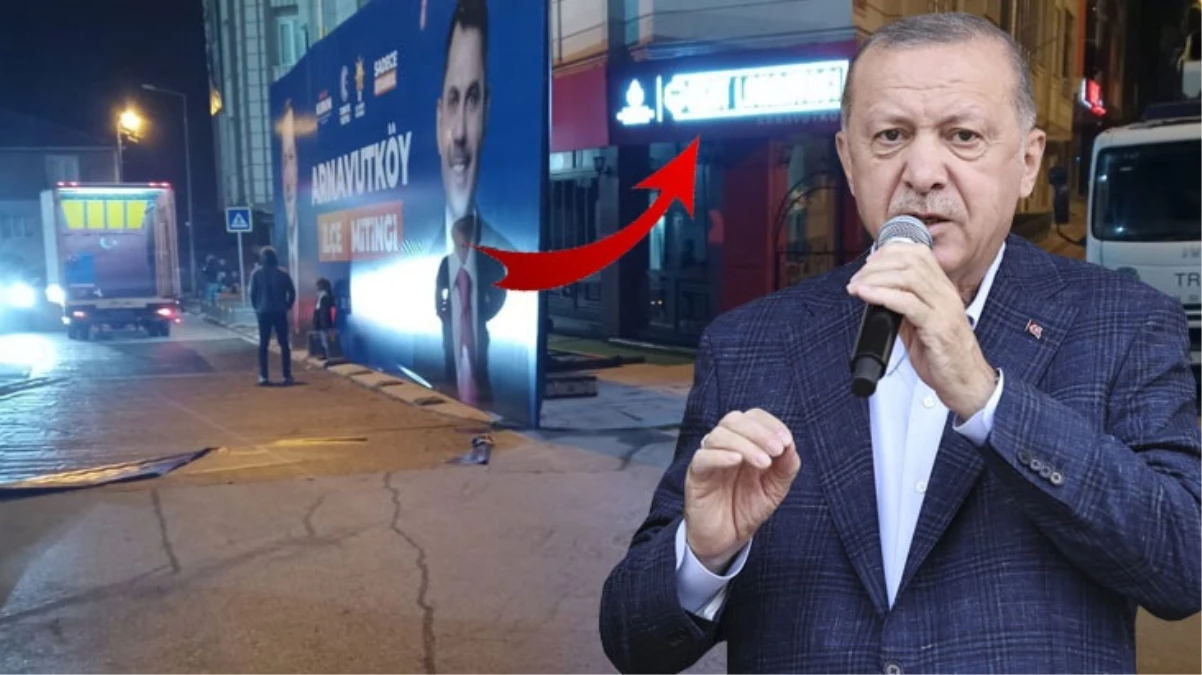 Cumhurbaşkanı Erdoğan’ın ilçedeki mitingi öncesi ‘Kent lokantası’ dev afişle kapatıldı
