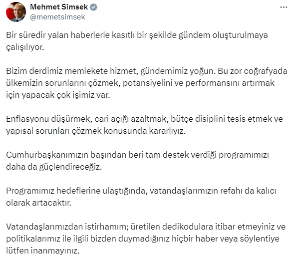 Cumhurbaşkanı Erdoğan'la aralarında kriz mi var? Bakan Şimşek'ten dedikoduları bitiren sözler