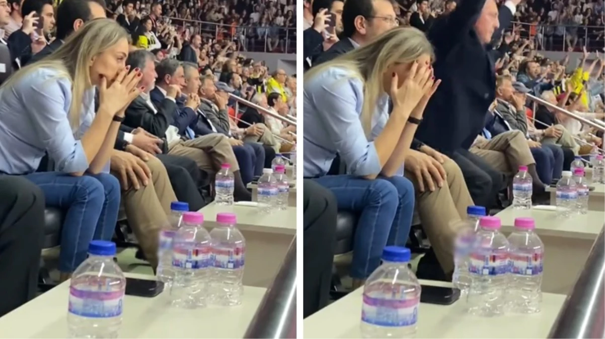 Şampiyonluk maçında ilginç anlar! Ekrem İmamoğlu sevinçle alkışlarken, eşinin üzüntüsü kameralara yakalandı