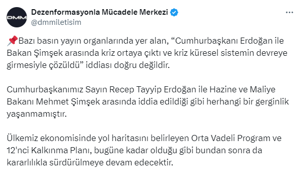 Erdoğan ile Şimşek arasında ipler kopma noktasına mı geldi? Cumhurbaşkanlığından açıklama var