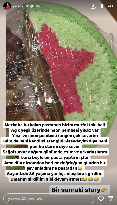 Doğum günü pastası hiç beğenilmeyen Yasemin Sakallıoğlu'ndan cevap geldi: Yanlış anlaşıldım