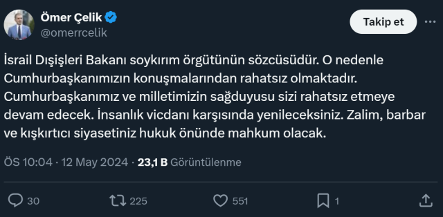 İsrailli bakanın küstah paylaşımına Dışişleri'nden sert tepki