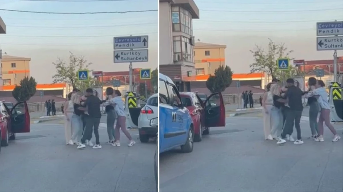 Tekmeler havada uçuştu: Kadın sürücülerin yol verme tartışması kavgayla sona erdi