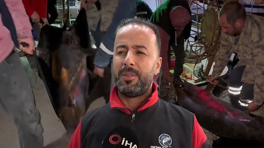 Hatay’da Balıkçıların 2,5 Saatlik Mücadelesi: 115 Kiloluk Dev Kılıç Balığı Yakalandı