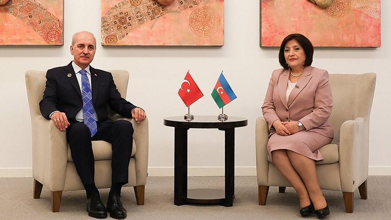TBMM Başkanı Kurtulmuş’tan Bakü’de Azerbaycan Meclis Başkanı Gafarova ile görüşme