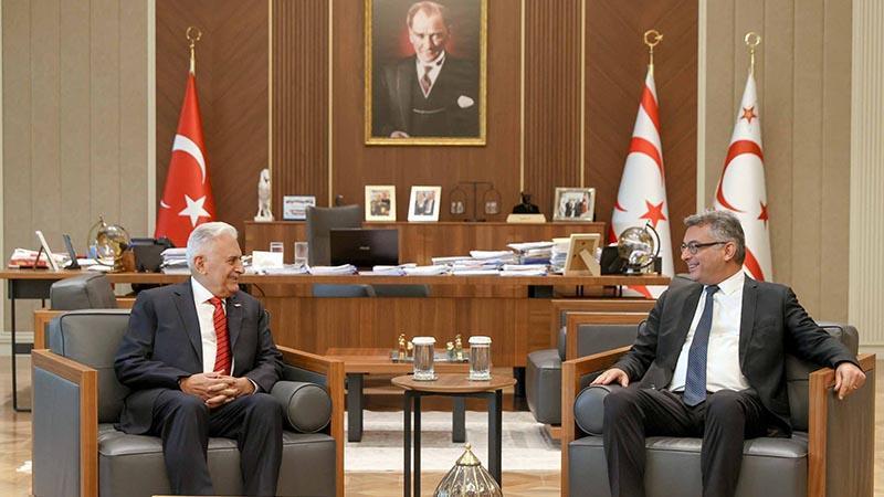 KKTC Cumhurbaşkanı Erhürman, Binali Yıldırım’ı kabul etti