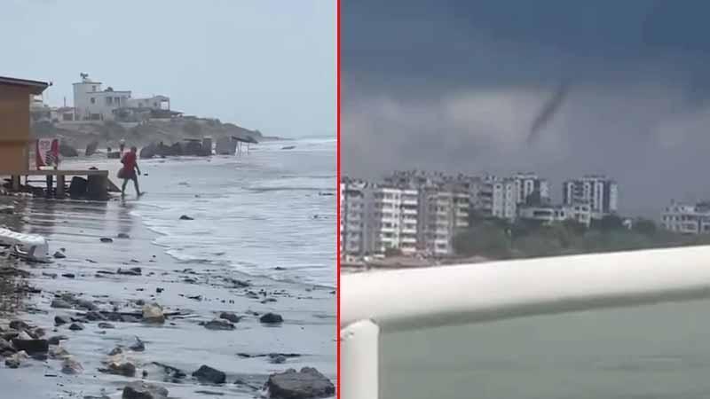 Meteoroloji Uyarısı Sonrası Kıyı İlçesinde Fırtına ve Hortum: Yasaklara Rağmen Dalgalarla Yüzdüler